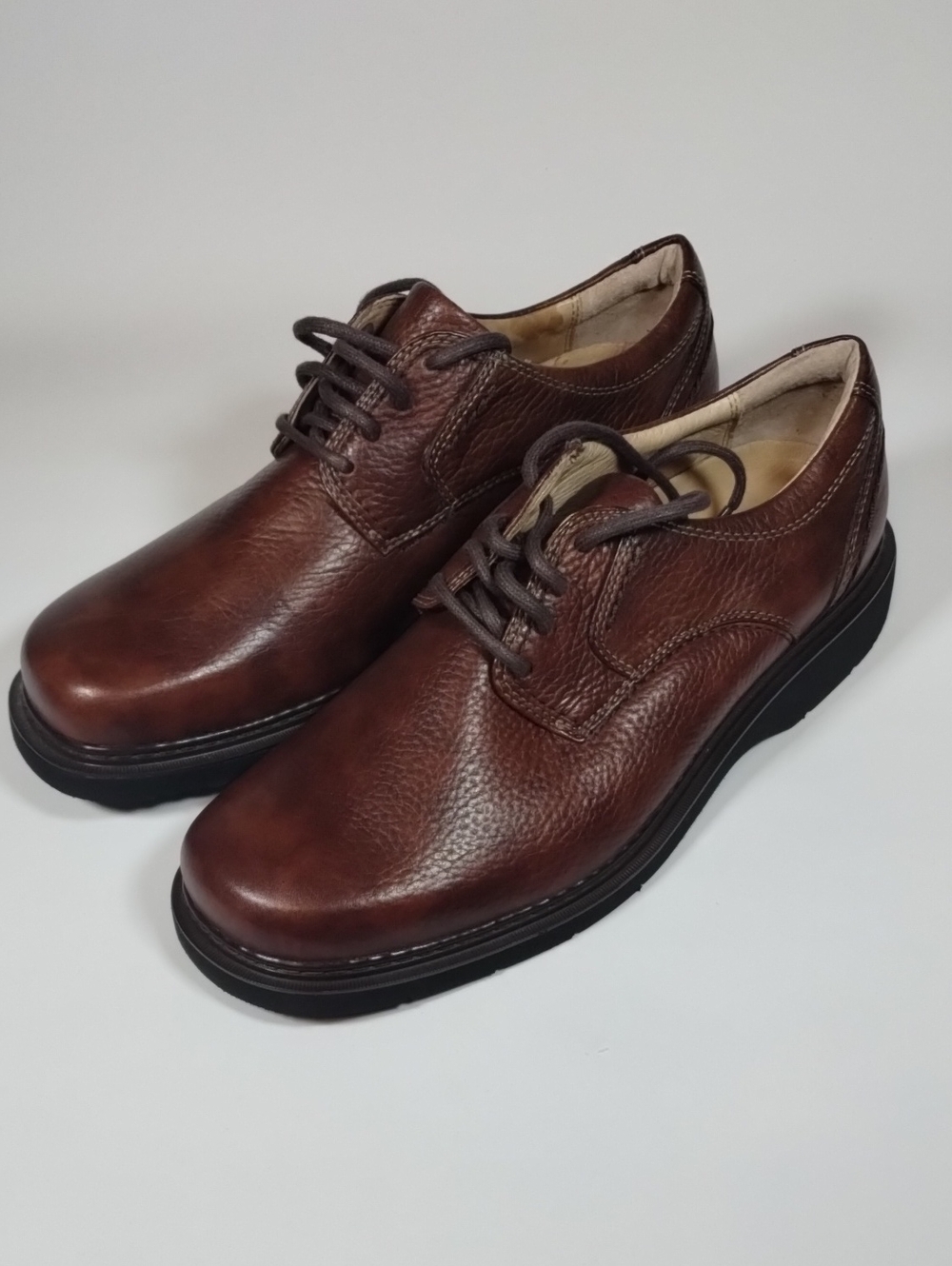 Clarks Brown Leather Derby Lace-Up Shoes New